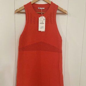 New Zara dress, orange short knitted fabric L